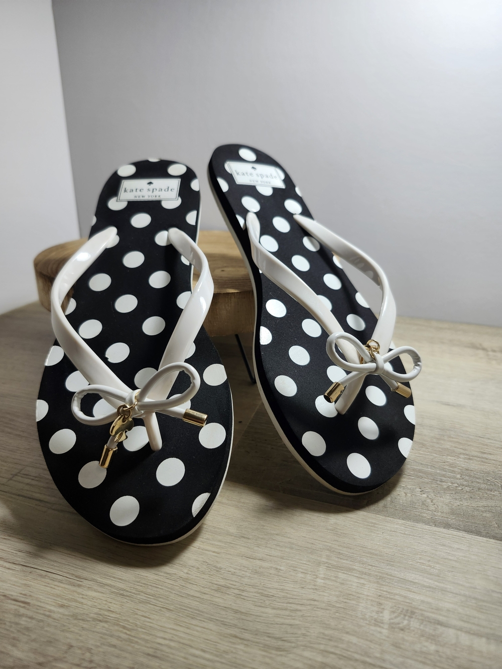 kate spade Black & White Polka Dot Bow Sandals
